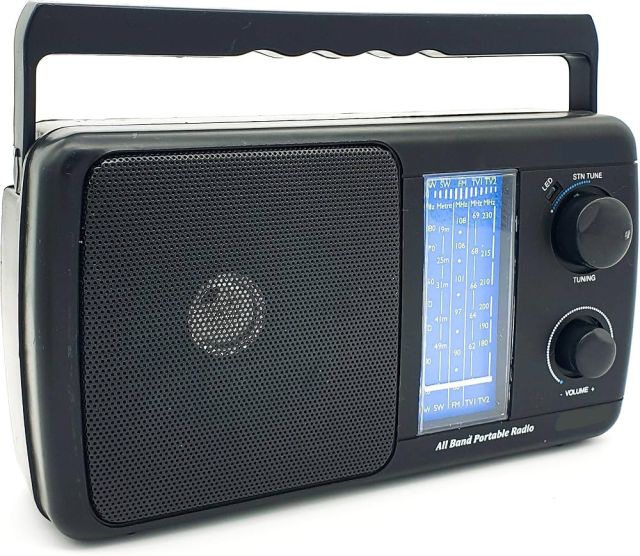 CRPL Retail 5 Band FM Radio Multimedia Speaker, Inbuilt Rechargeable Batteries (Black)-FM/MW/SW/TV1/TV2