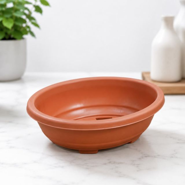 16 Inch Oval Bonsai Pot for Plants | UV Treated Plastic Gardening Pots & Planters | Terracotta Color | Large Lightweight Bonsai Planter for Trees