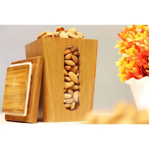 CRPL-KVG Teak Wood Dry Fruit Storage Jar | Brown | 1 Pc