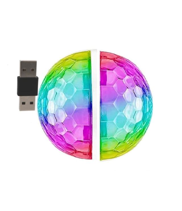 Magic Bulb Double Light Small Car Lamp USB Party Home Light DJ Disco Ball Light with Phone Adapters