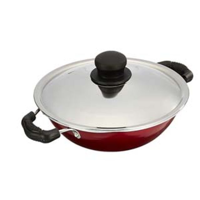 Camcall MR Non Stick Appachetty/Wok with Lid (14cm, 5 layer coating) (Assorted color)