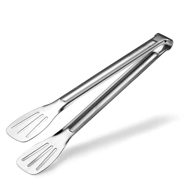 9 Inch Tongs for Kitchen Stainless Steel Utility Frying, Cooking Serving Food Kitchen Grill Tongs chimta
