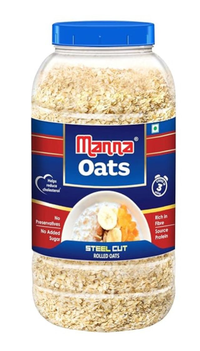 Manna Instant Oats 1Kg Jar | - White Oats High in Fibre and Protein | Helps Maintain Cholesterol. Diabetic Friendly | 100% Natural
