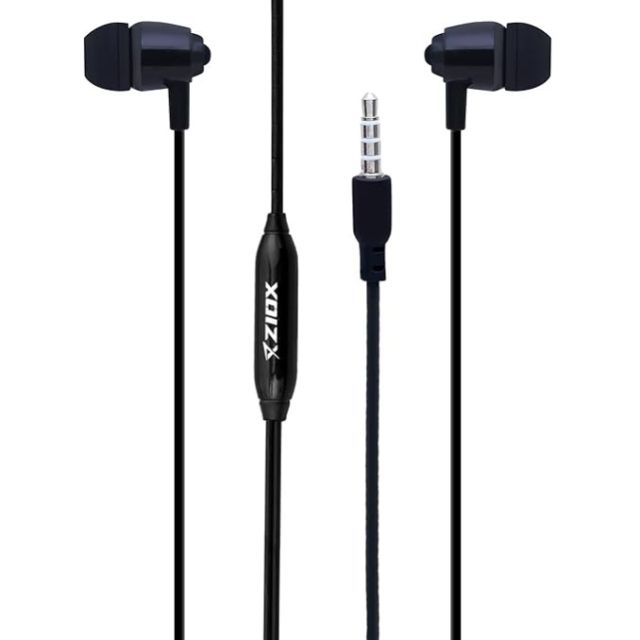 Ziox® Rocks R01 (High Bass Earphones) in-Ear Wired Headphones with in-line Mic, Cord Length 1.2 Mtr Powerful Driver for Stereo Audio, Noise Cancelling Headset s 3.5mm Aux - (Black)