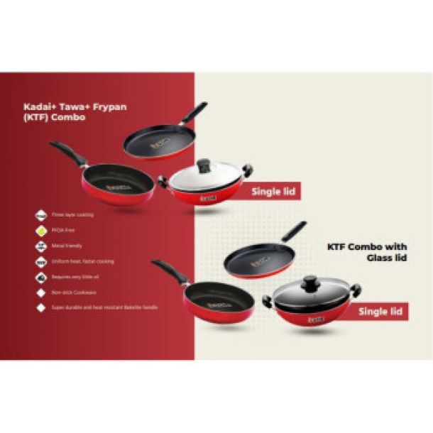 Boche Appliances Kadai+Tawa+Frypan KTF Combo SS