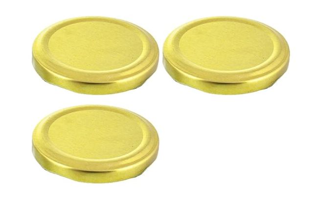 Glass Jar Lids Only 63mm For 63 mm Mouth Jars (Gold, 3 Pcs)