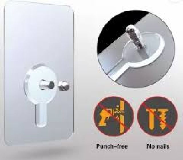 Punch-Free Non-Marking Screw Stickers Wall Picture Hook, Sticker Wall Mounted Hook- Pack of 5